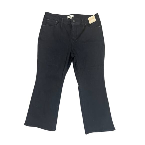 Madewell Curvy Kick Out Mid Rise Cropped Jeans in Black Size W33P Denim Pockets - Picture 1 of 4